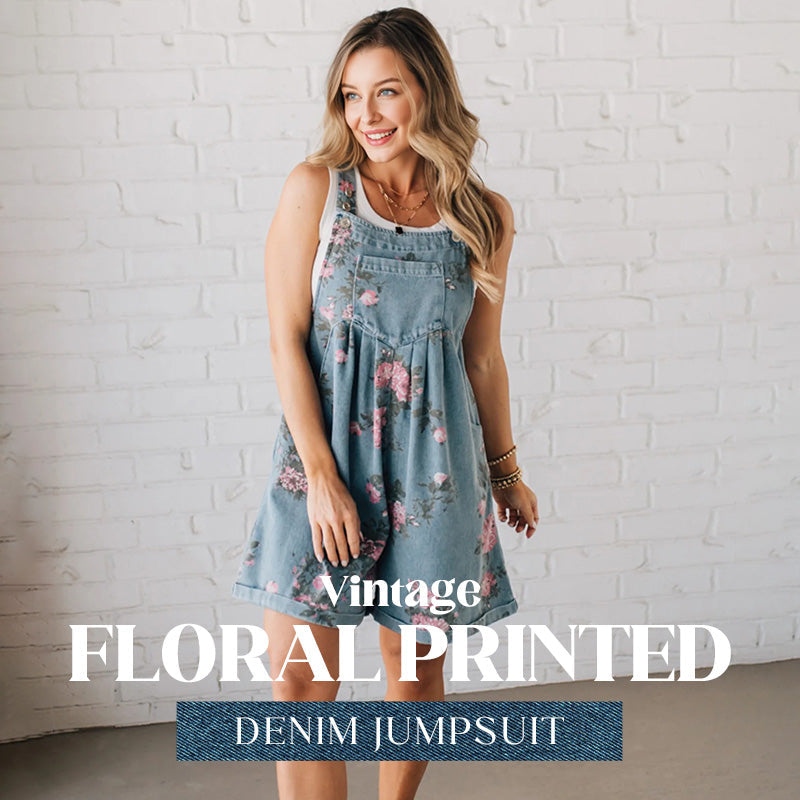 Mila Vintage Floral Denim Jumpsuit