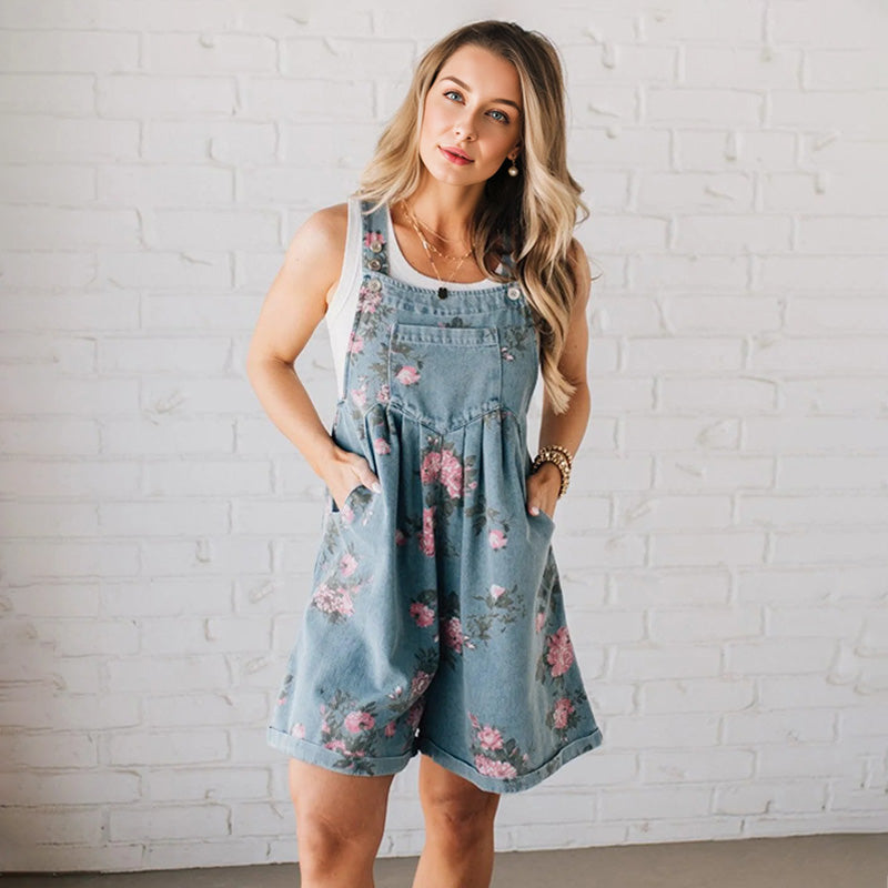 Mila | Vintage Floral Denim Jumpsuit