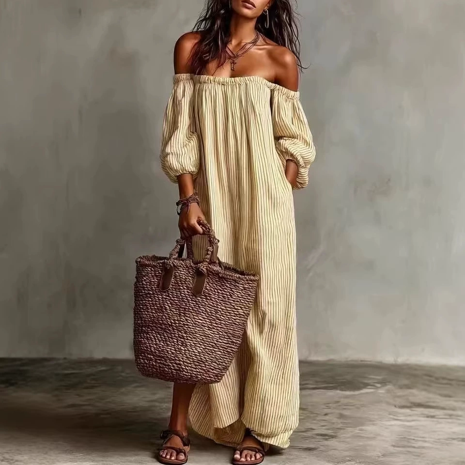 Effortless Boho Off-the-Shoulder Maxi Dress