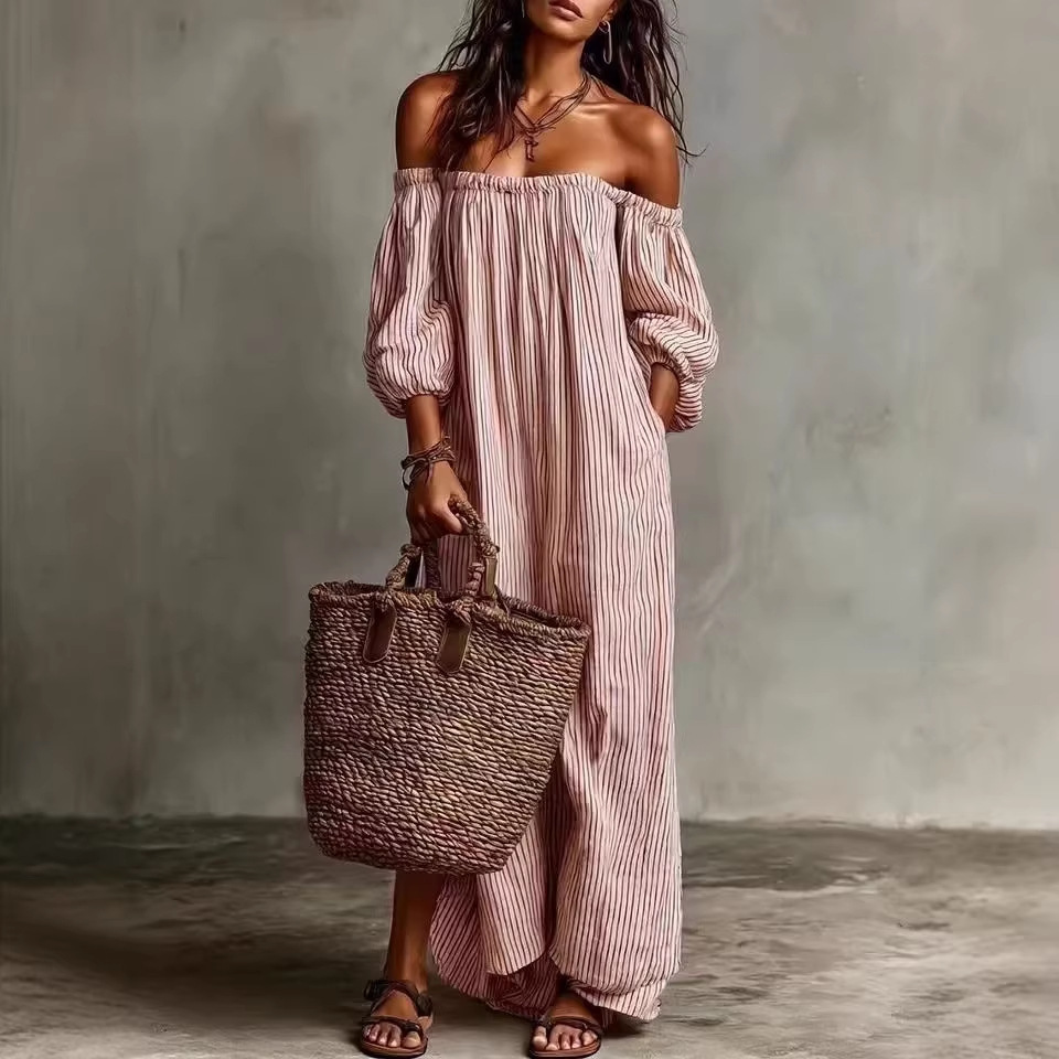 Effortless Boho Off-the-Shoulder Maxi Dress