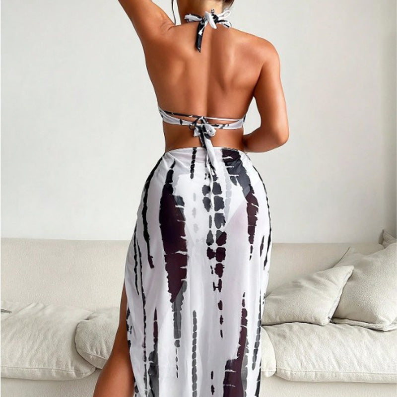 Halter-Neck Cutout Tie-Dye Swimsuit