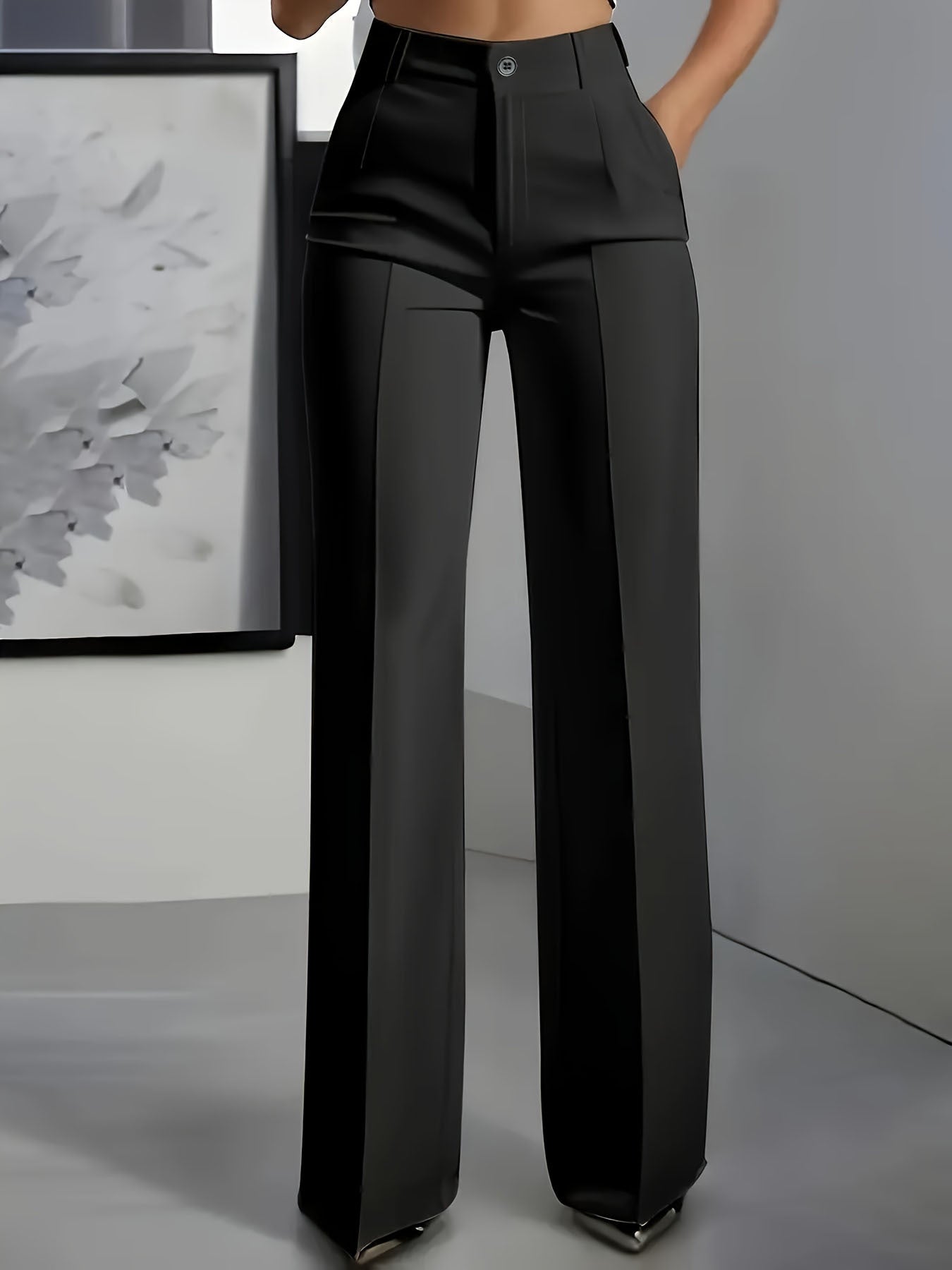 High Waisted Straight Leg Minimalist Suit Pants