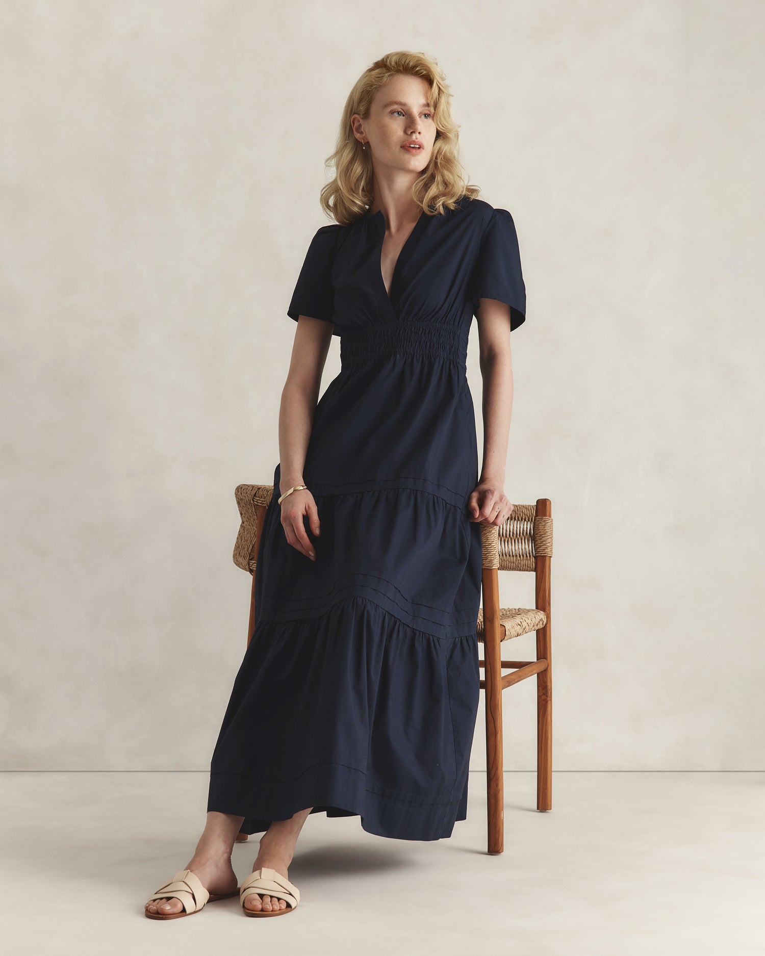 Sofia | Tiered Cotton Poplin Maxi Dress