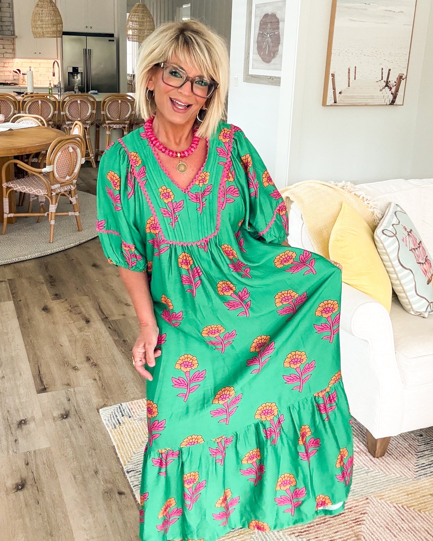 Camille | Garden Floral Tiered Midi Dress